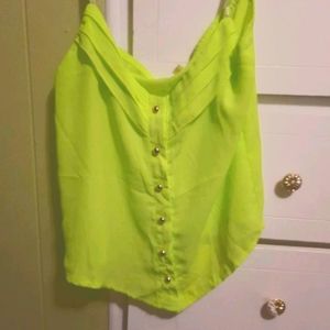 NWOT neon green button up tank